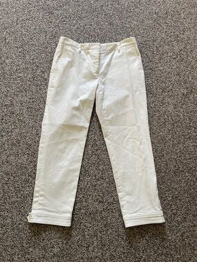 Prada Italy White Cropped Ankle Crisp Cotton Pants 38
